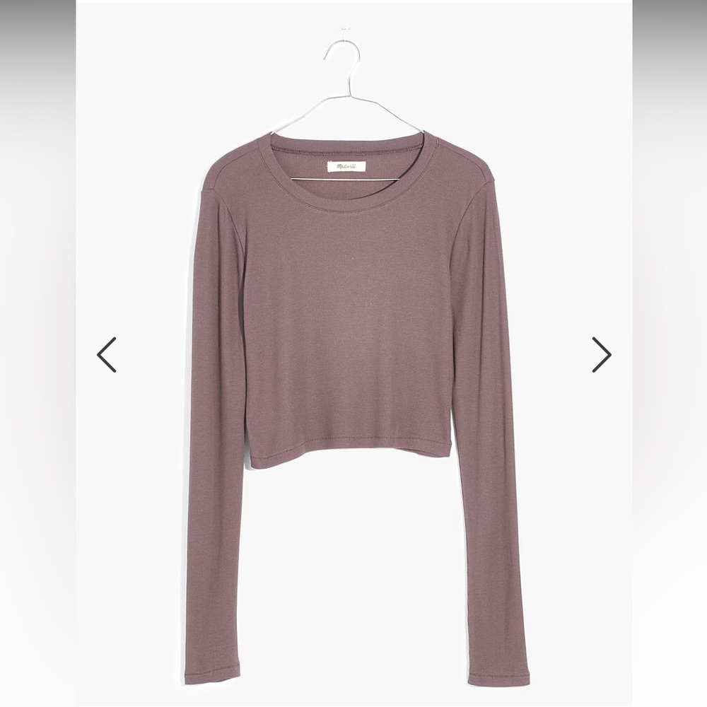 NWT Madewell Fine Ribbed Supercrop Crewneck Long Sleeved Tee XS